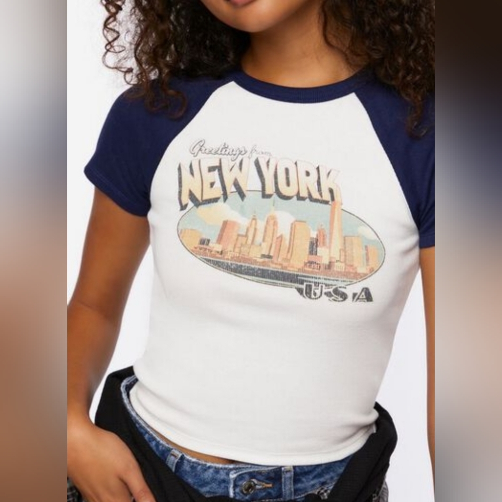 New York Graphic Raglan Baby Tee